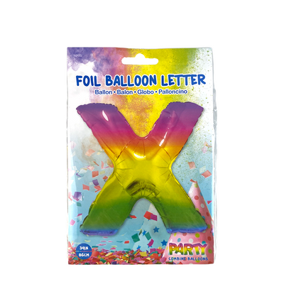 Ballon en aluminium lettre x arc-en-ciel 86cm