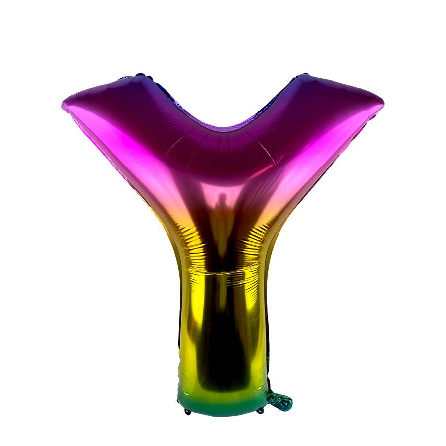 Ballon aluminium lettre y arc-en-ciel 86cm