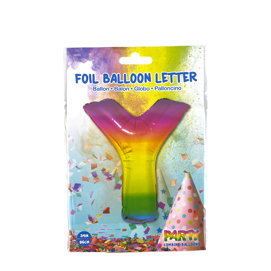 Ballon aluminium lettre y arc-en-ciel 86cm