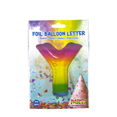 Ballon aluminium lettre y arc-en-ciel 86cm
