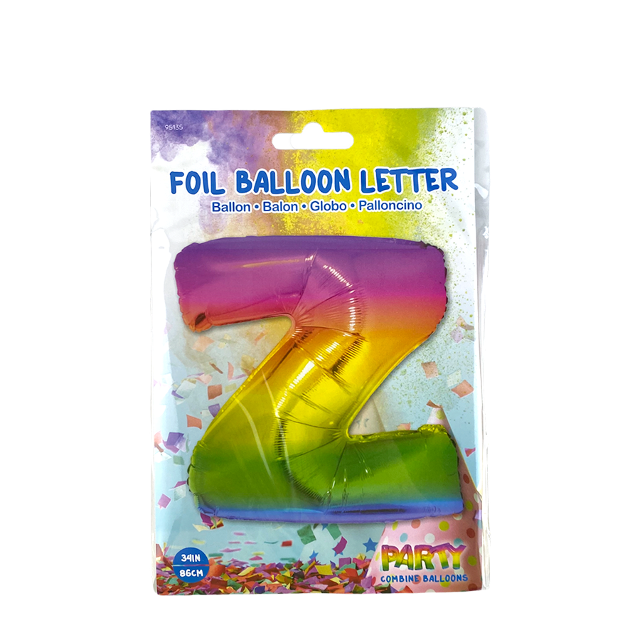 Ballon aluminium lettre z arc-en-ciel 86cm