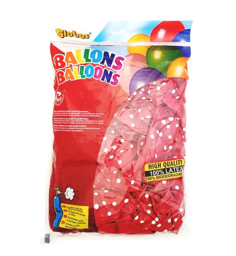 Ballons Globos rouges avec point (no.12 100 en sachet)