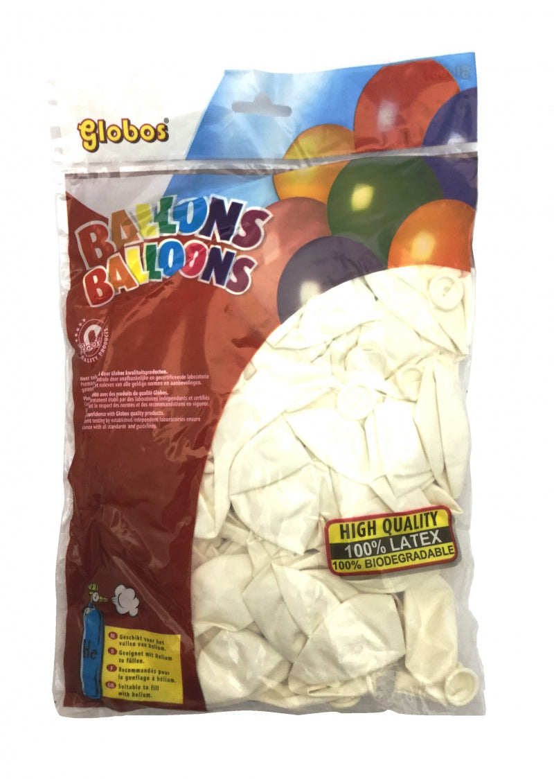 Ballons Globos blancs (no.12 100 pièces en sachet)