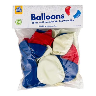 Ballons Paperdreams rouge blanc bleu 30cm 25 pièces