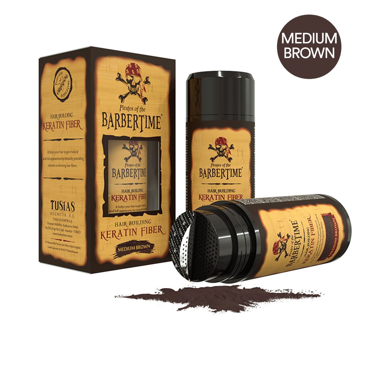 Barbertime Barbertime Hair Building Kératine Fibre Medium Brown 21gr.