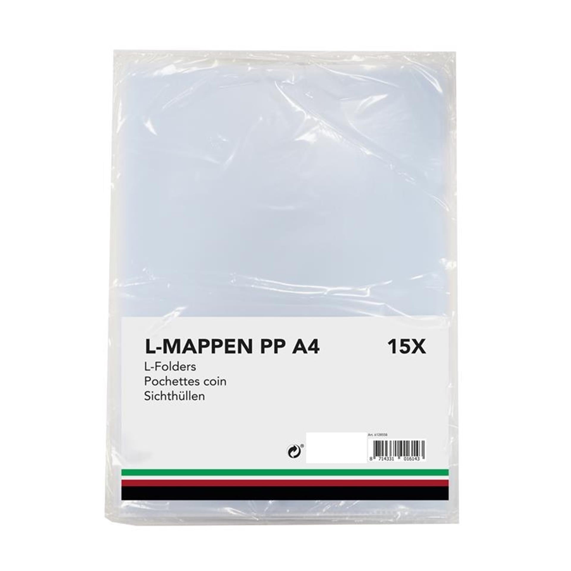 Chemises en L pp a4 paquet de 15 pièces