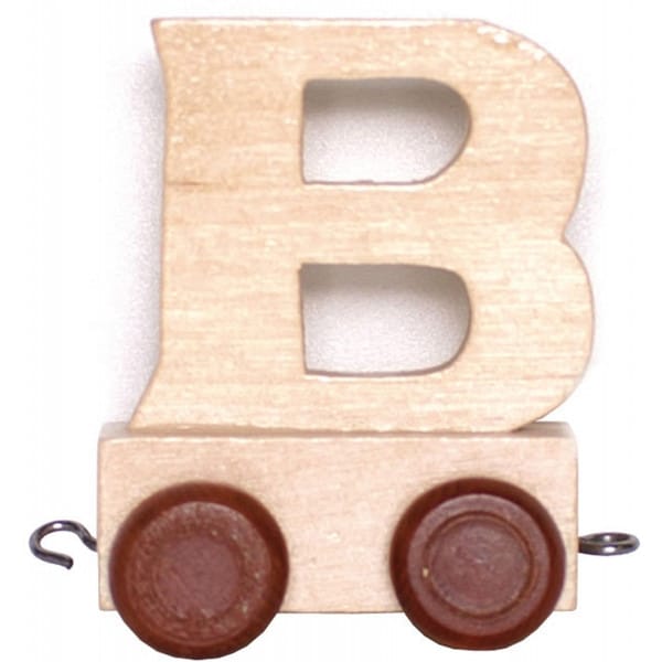 Lettre en bois B avec des roues de 6 cm de haut