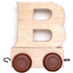Lettre en bois B avec des roues de 6 cm de haut
