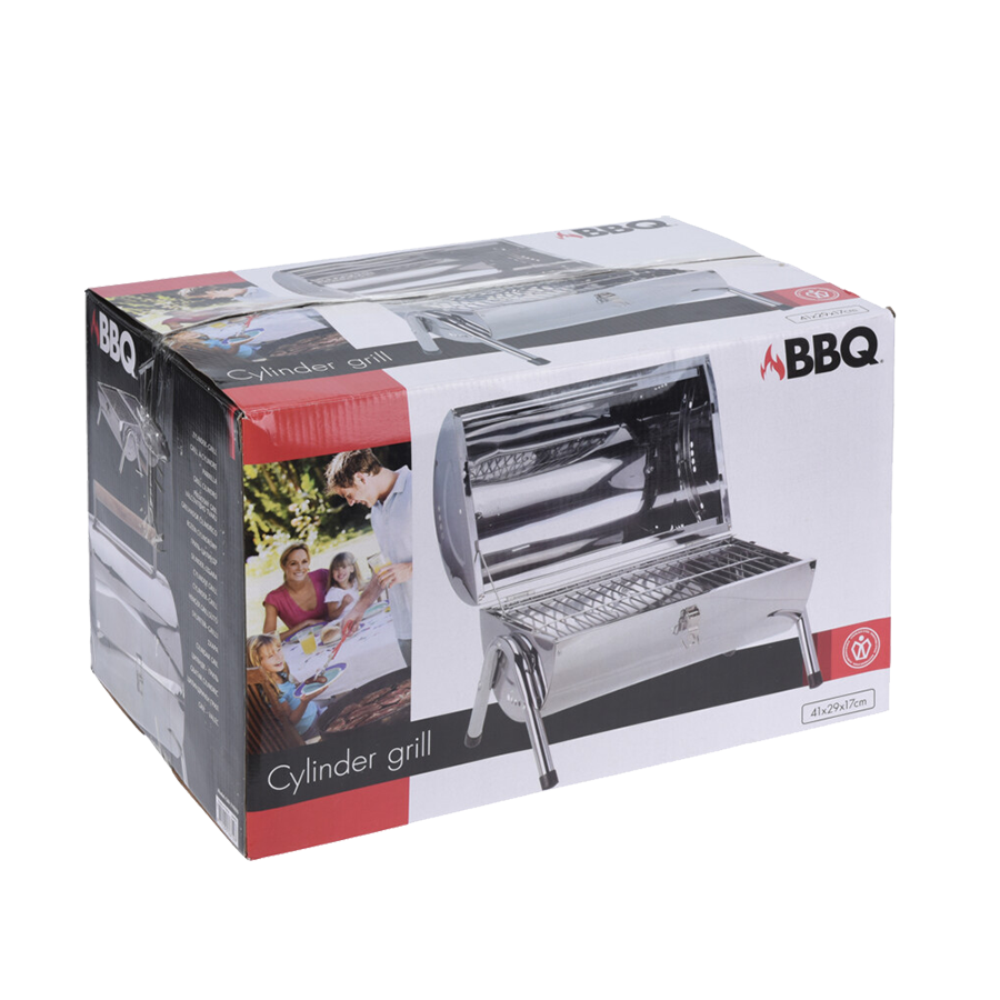 BBQ cylindre de barbecue en acier inoxydable 41x29x17cm