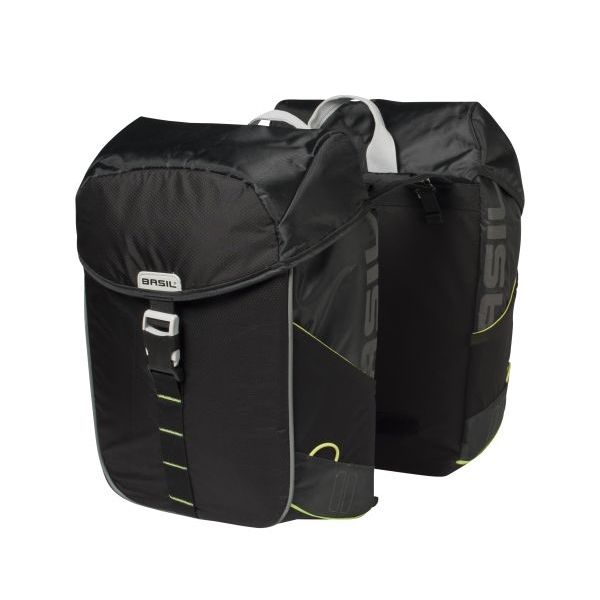 Basil Miles Double Bag - sacoche double étanche pour vélo, unisexe, sportive, noir-citron vert