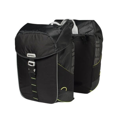 Basil Miles Double Bag - sacoche double étanche pour vélo, unisexe, sportive, noir-citron vert