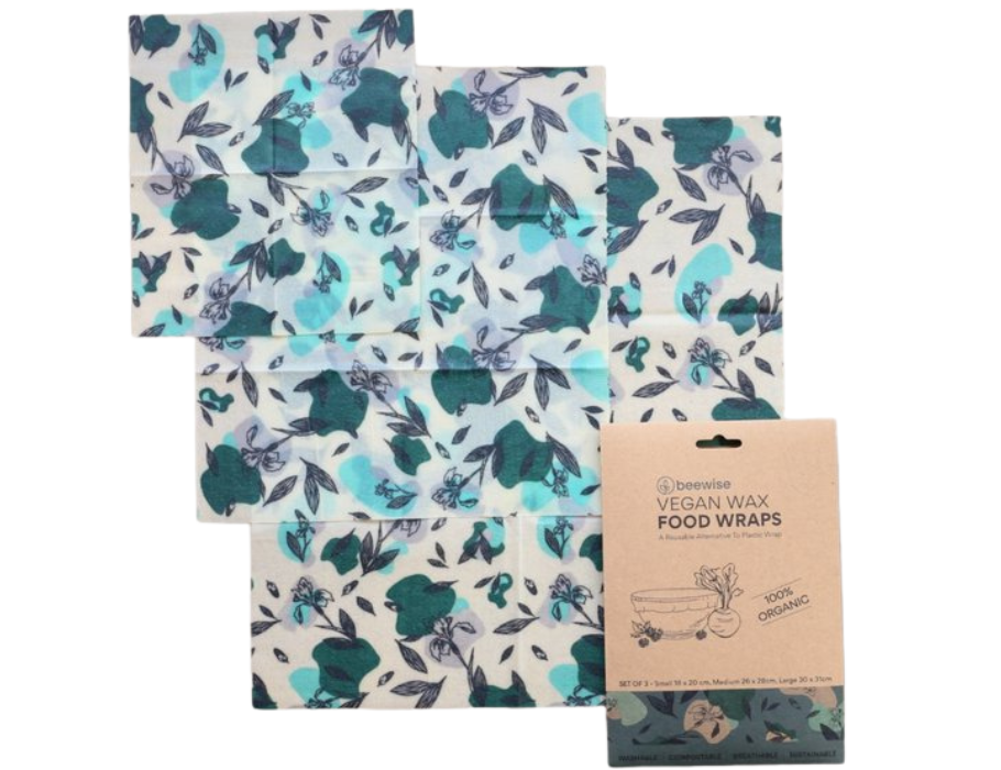 Beewise Vegan Food Wraps - Ensemble de 3 - bleu