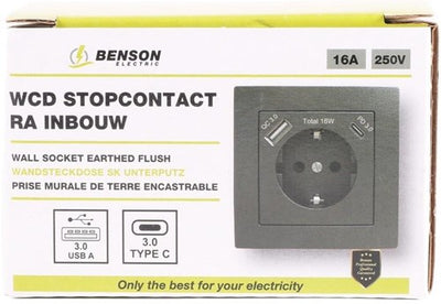 Benson prise encastrable RA + USB et USB-C noir - 4650032