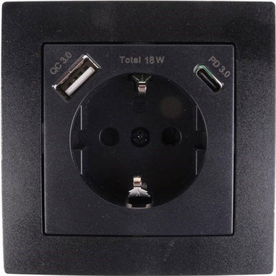 Benson prise encastrable RA + USB et USB-C noir - 4650032