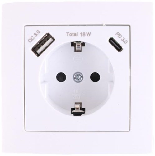 Benson prise encastrable RA + USB + USB-C blanc - 4650012