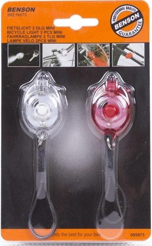 Benson Kit de lampes de vélo LED avec élastique mini 2 parties rouge blanc - 5700335