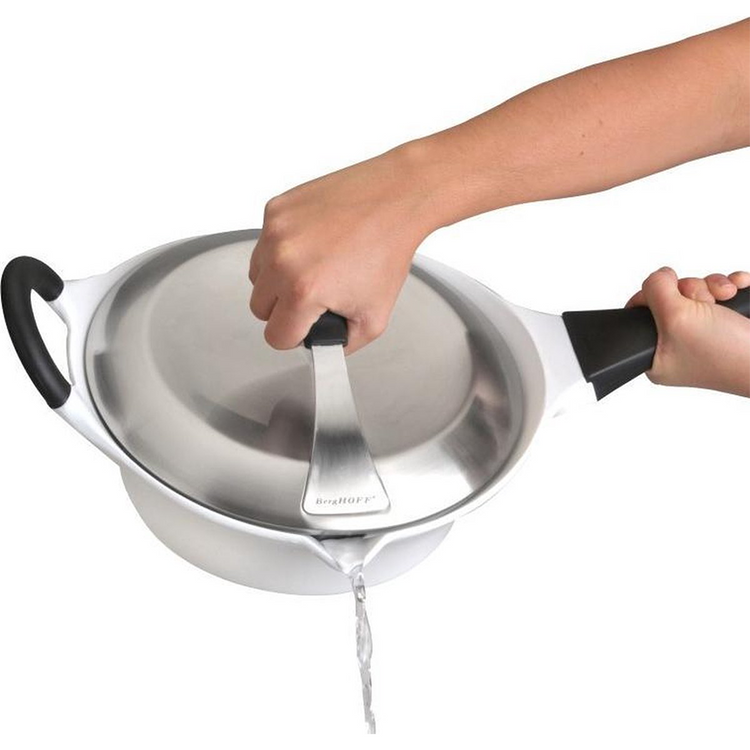 Berghoff auriga sauteuse avec couvercle poignée amovible céramique blanche ø24cm