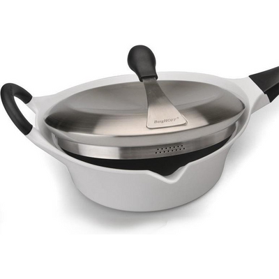 Berghoff auriga sauteuse avec couvercle poignée amovible céramique blanche ø24cm