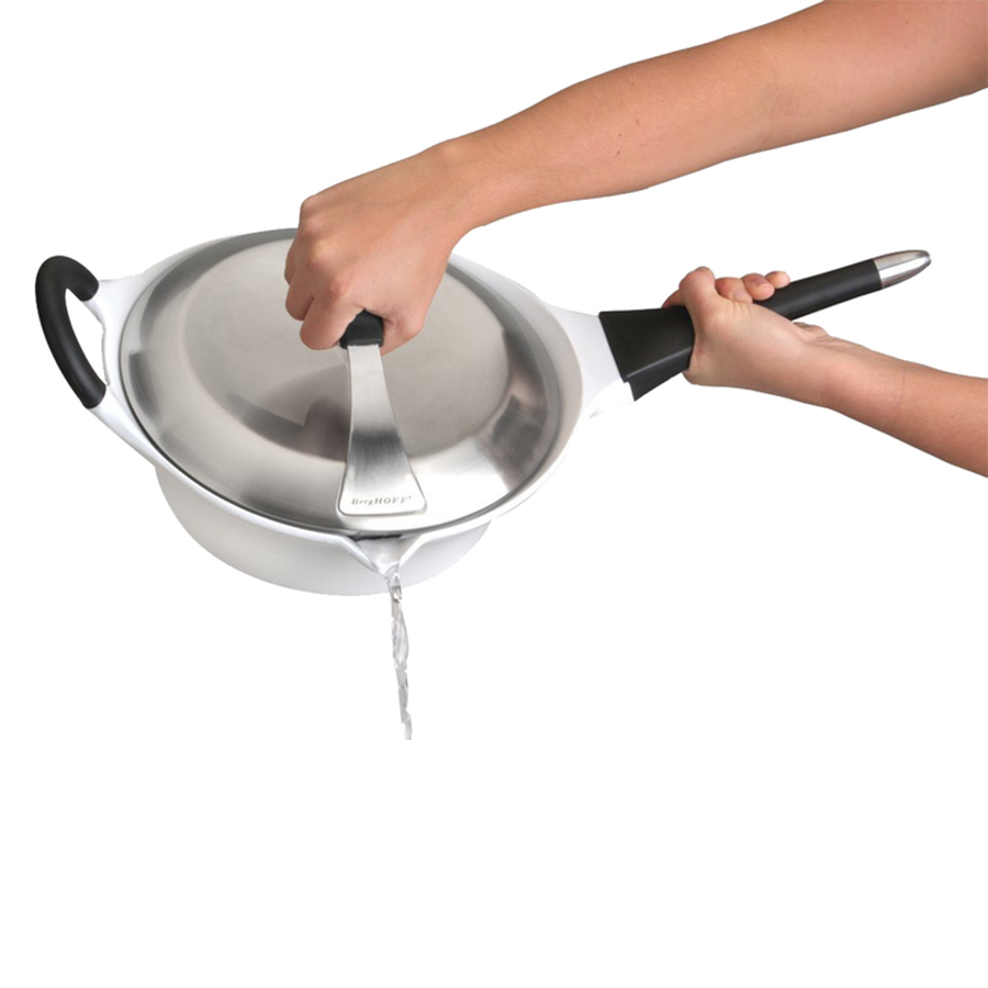 Berghoff auriga sauteuse avec couvercle poignée amovible céramique blanche ø28cm