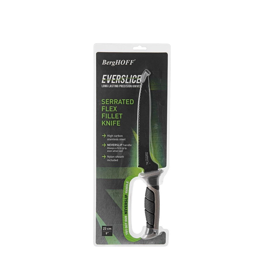 Berghoff everslice couteau à filet dentelé flexible 23 cm avec housse de protection