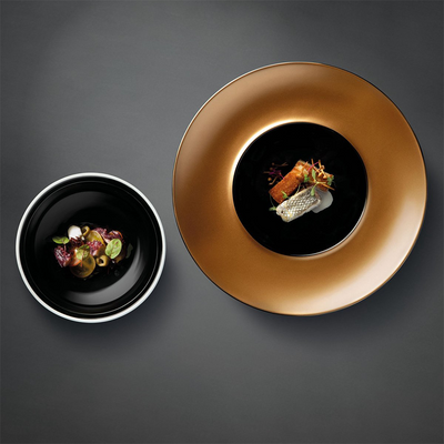 Assiette et bol de présentation de pierres précieuses Berghoff or noir