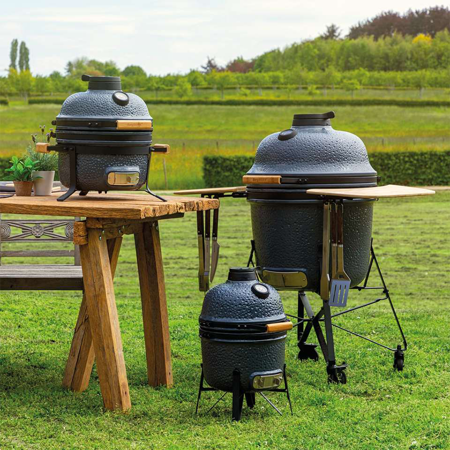Berghoff ron barbecue en céramique grande pierre grise 58cm 8 pièces