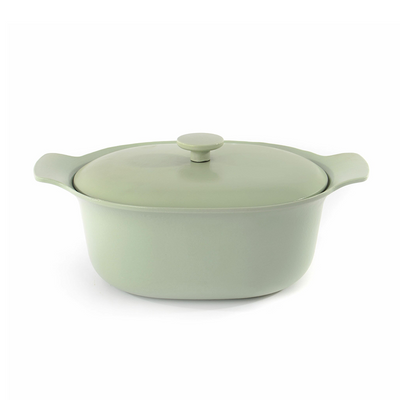 Berghoff ron marmite ovale avec couvercle en fonte verte 28x22cm