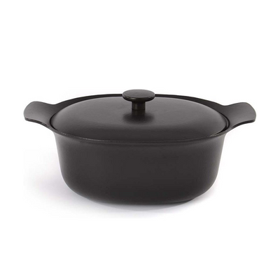 Berghoff ron marmite ovale avec couvercle en fonte noir 28x22cm