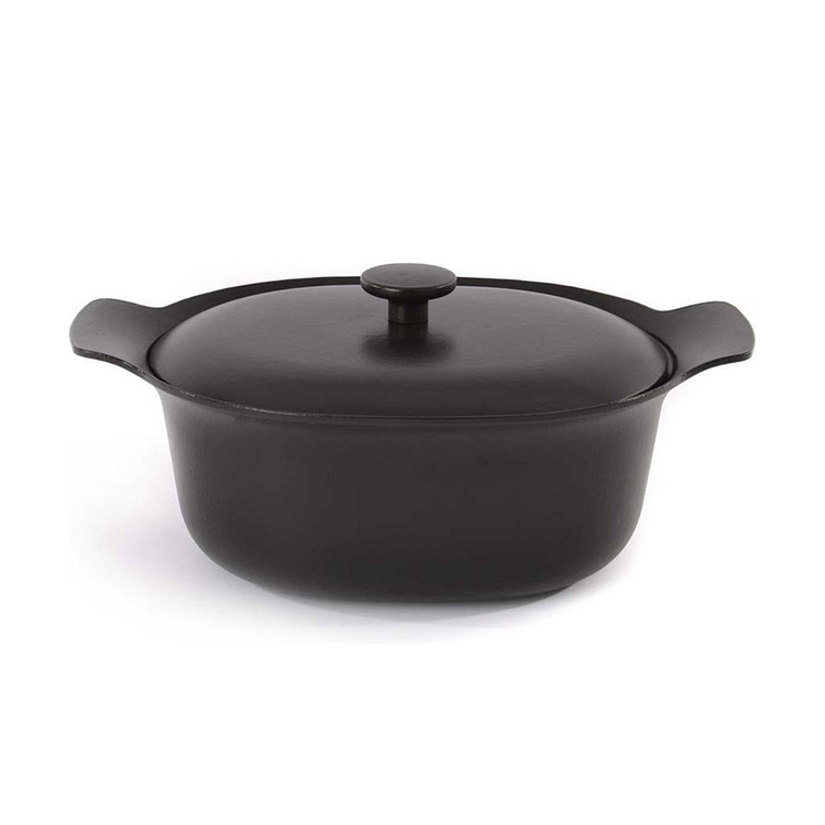 Berghoff ron marmite ovale avec couvercle en fonte noir 28x22cm