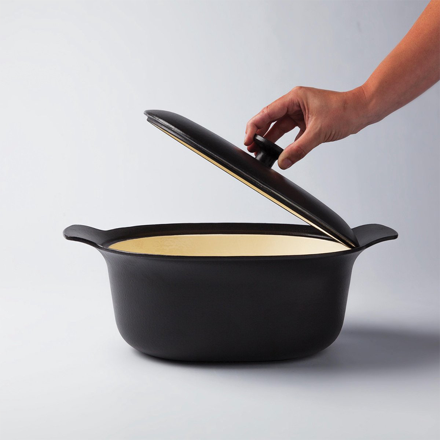 Berghoff ron marmite ovale avec couvercle en fonte noir 28x22cm