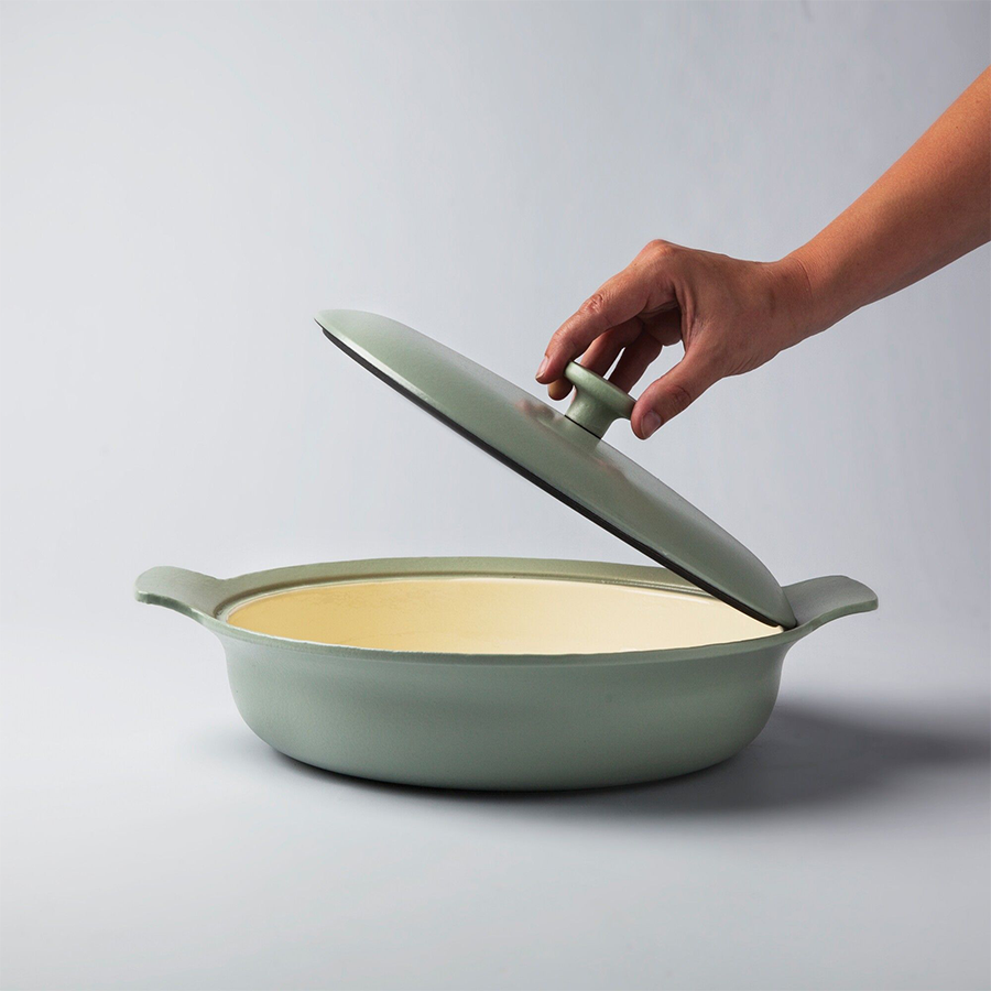Berghoff ron sauteuse avec couvercle en fonte verte ø28cm