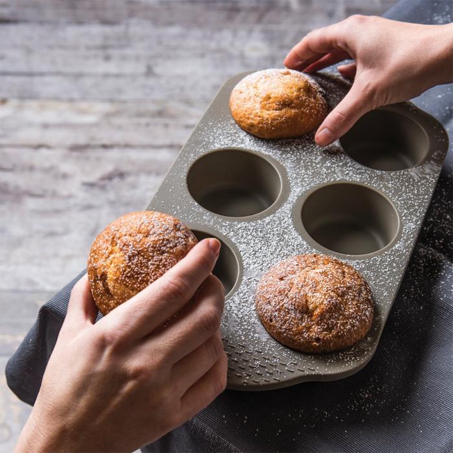 Moule à muffins Berghoff studio avec 6 tasses en silicone beige 32,5x19x4cm