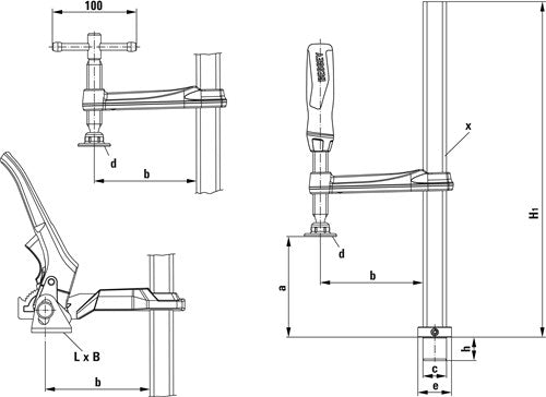 Élément Span Bessey avec un Spangeon fixe TW28-30-14-2K