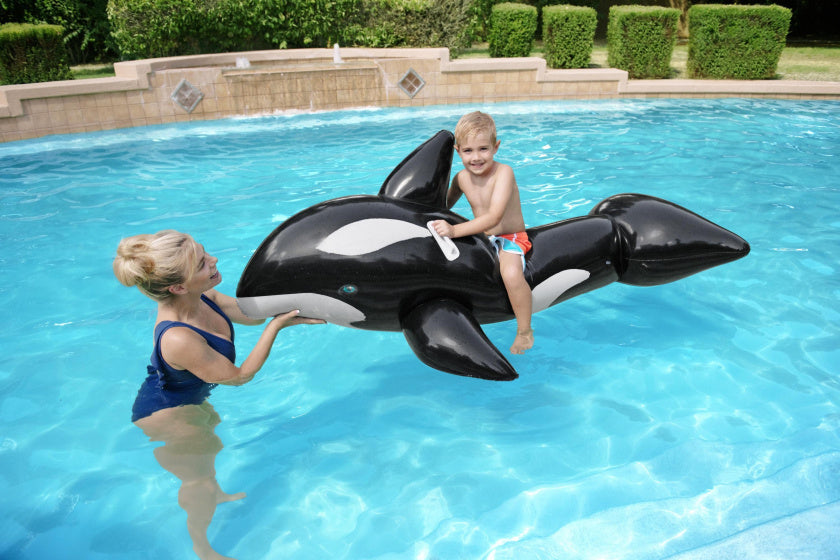Ride-on Poliflable Toy Orca 183 cm noir et blanc