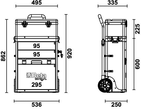 Chariot Beta c41h, deux pièces gris - 041000010