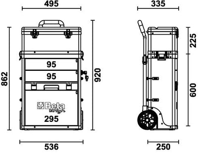 Chariot Beta c41h, deux pièces gris - 041000010