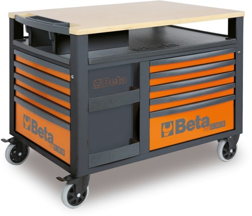 Chariot à outils Beta RSC28-R plateau en bois rouge