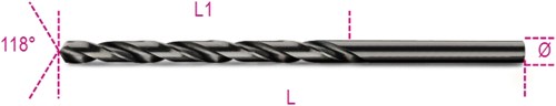 Forets hélicoïdaux Beta, version longue hss entièrement rectifié bruni 412l 3,00 - 004120236