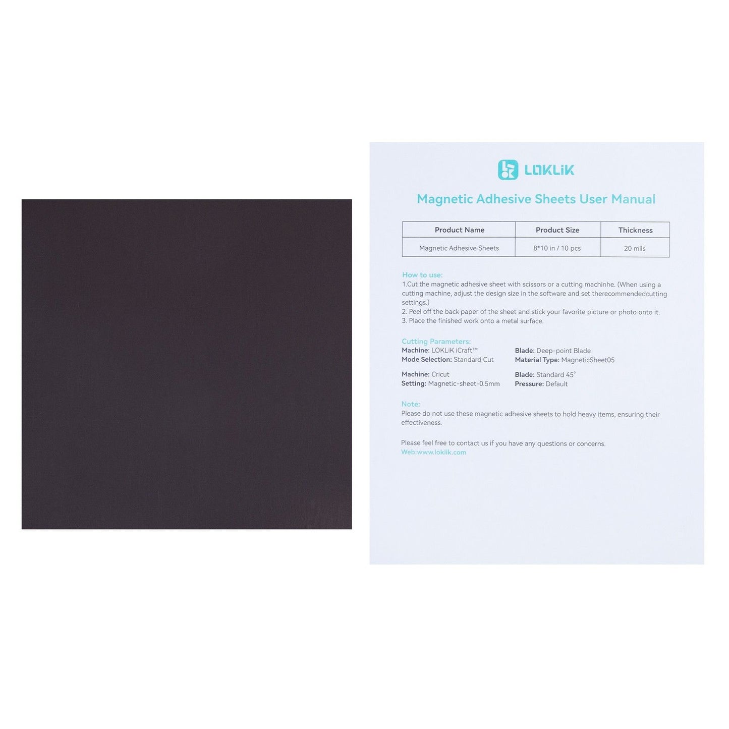Loklik • feuilles magnétiques 20,5x20,5cmx0,5mm 10x