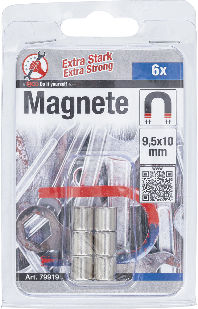 Bgs technic kraftmann - jeu d'aimants extra forts 6 pièces