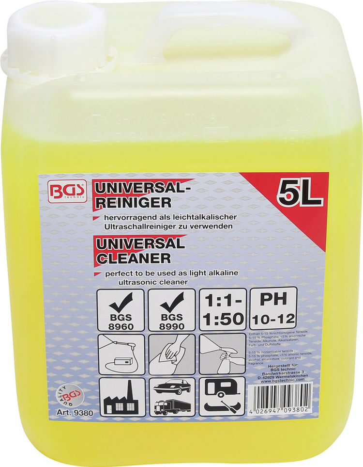 Bgs technic nettoyant universel pour nettoyeur de pièces à ultrasons 5l