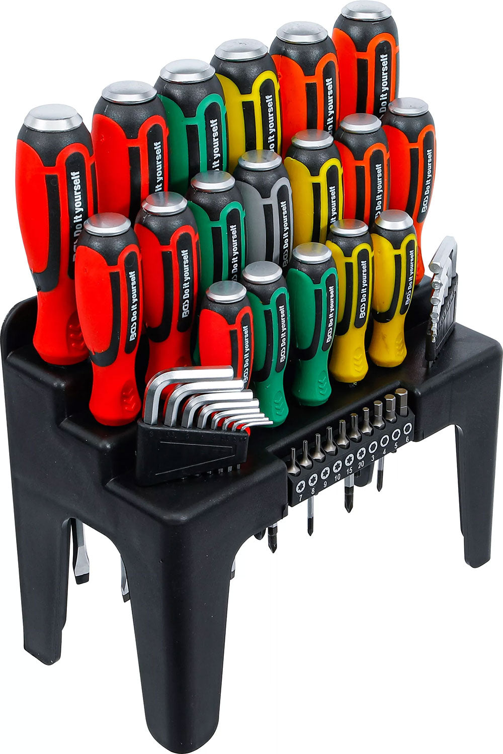 Jeu de tournevis techniques BGS avec assortiment d'embouts dans un support en plastique 44 pièces