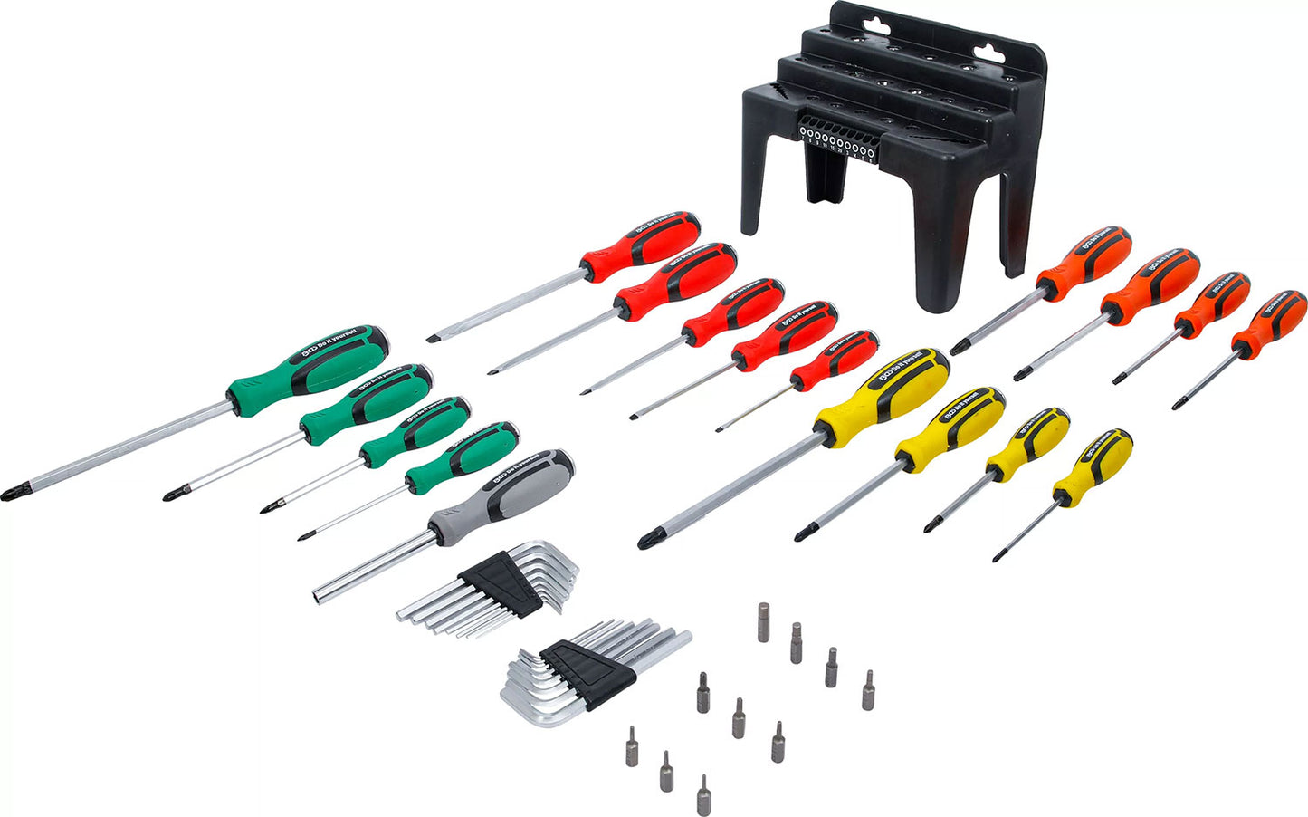 Jeu de tournevis techniques BGS avec assortiment d'embouts dans un support en plastique 44 pièces