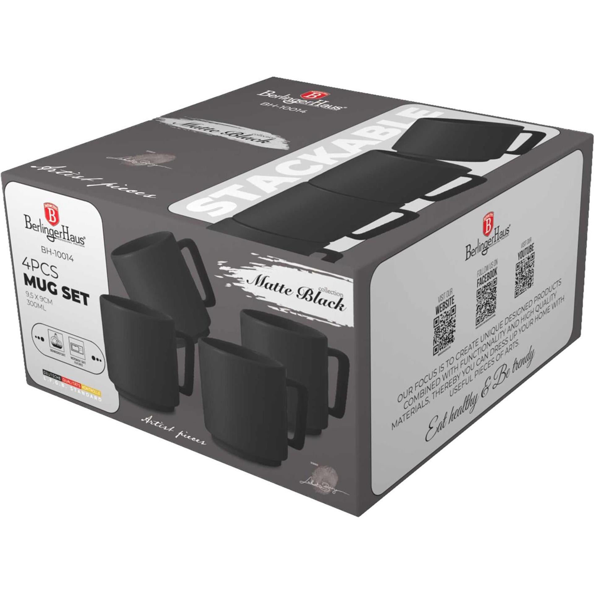 Berlingerhaus set de tasses 4 pièces noir mat