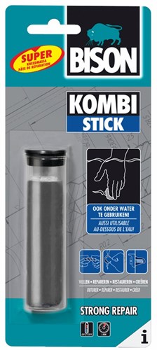 Bison Kombi Stick 56 grammes Mastic époxy à 2 composants - pour 1001 réparations dans et autour de la maison, rapide, peut être peint, ne rétrécit pas, intérieur, extérieur, voiture, bateau caravane, outils