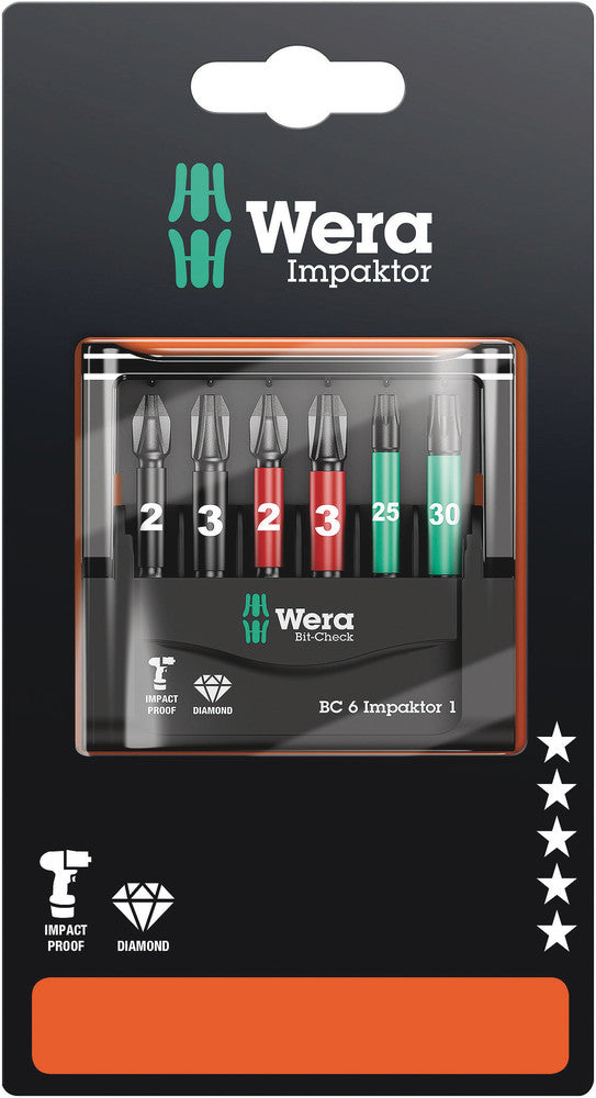 Wera Bit-Check 6 Impaktor 1 SB, 1 4, 6 pièces