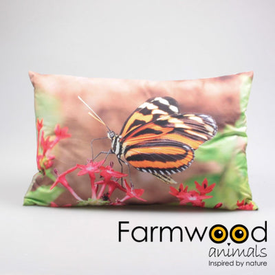 Coussin d'extérieur animaux de ferme papillon 30x50cm