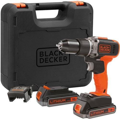 Tournevis Black+decker bcd003me2k 18v 2x2,5ah en étui | 2 piles 18 V 2,5 Ah | chargeur 1a | au cas où - bcd003me2k-qw