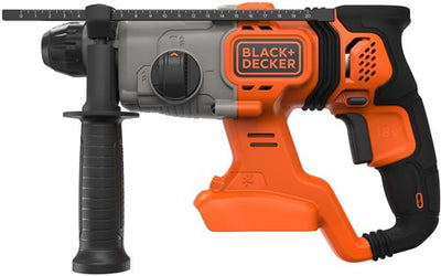 Perceuse à percussion Black+Decker BCD900B 18V 1.2J SDS+ | sans batterie | poignée latérale | arrêt profond | Foret à béton 6 mm - bcd900b-xj