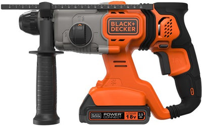 Black+decker bcd900e2k 18v 2x2.5ah 1.2j sds+ marteau perforateur | 2x batteries 18v 2,5ah + chargeur 1a | au cas où - bcd900e2k-qw